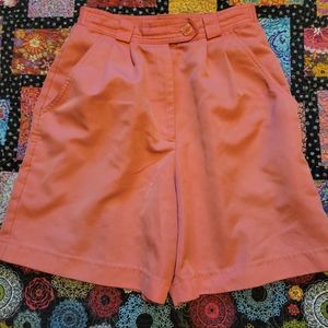 80s Vintage Casual Pleated Front Coral Shorts - Lily's of Beverly Hills